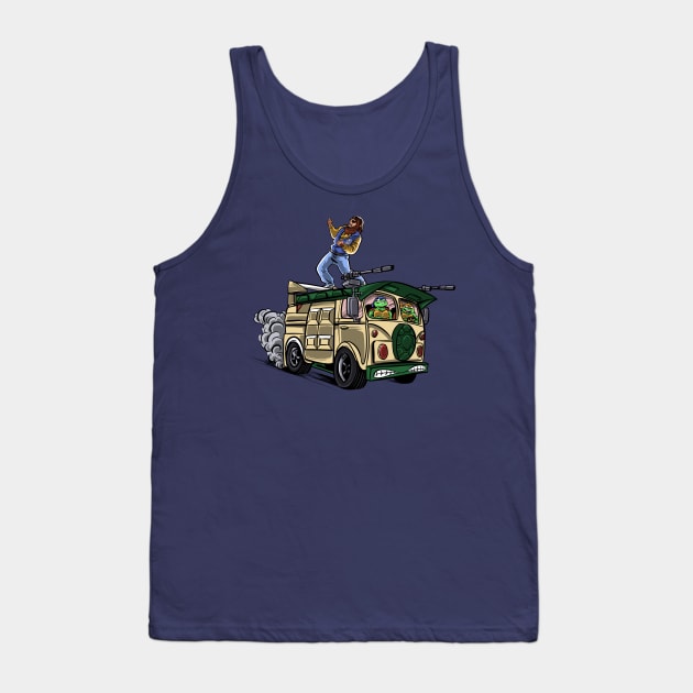 Surfing in the Turtle Van Tank Top by Zascanauta